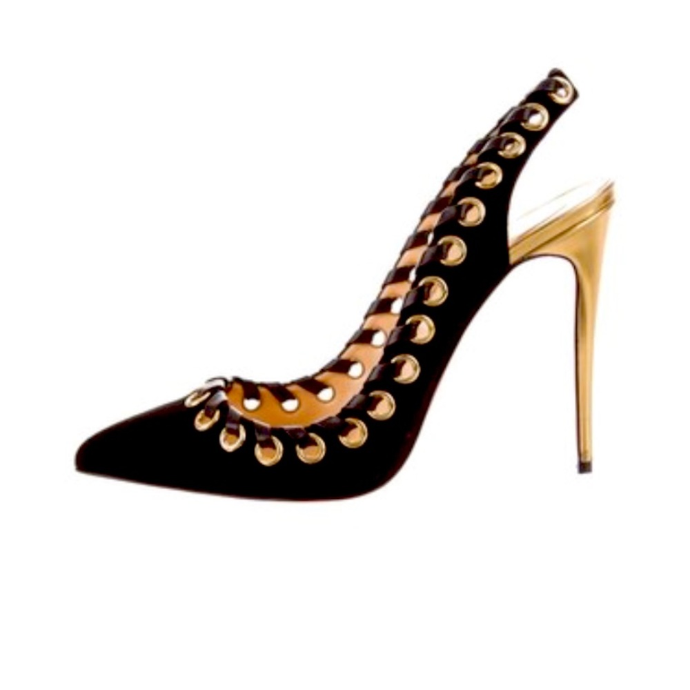 Black Ostri sling back Christian Louboutin.